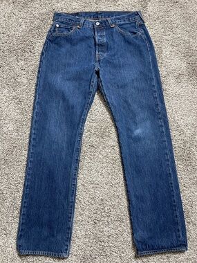 Levi's 501 Original Fit Straight Leg Dark Rinse Denim Button Fly Jeans 33x32